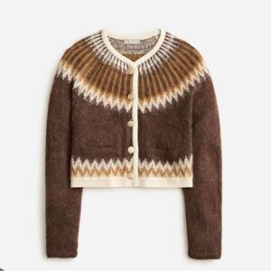 NWT JCrew Fair Isle Cardigan Sweater in brushed yarn